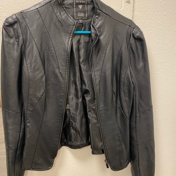 GUESS leather jacket! Black size XS, fits like a small - Picture 1 of 3